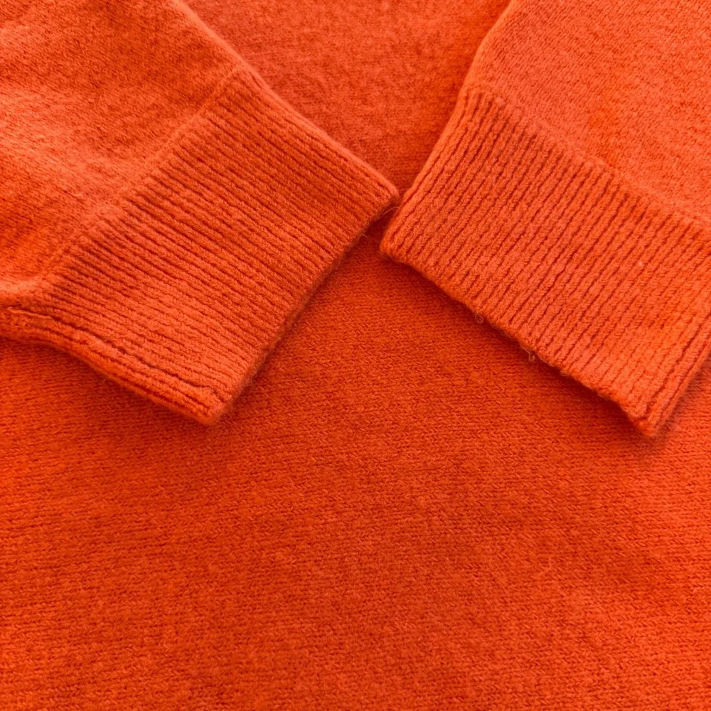 Halogen Womens Orange Oversized V-Neck Sweater Elbow Sleeve‎ Side Slit Medium